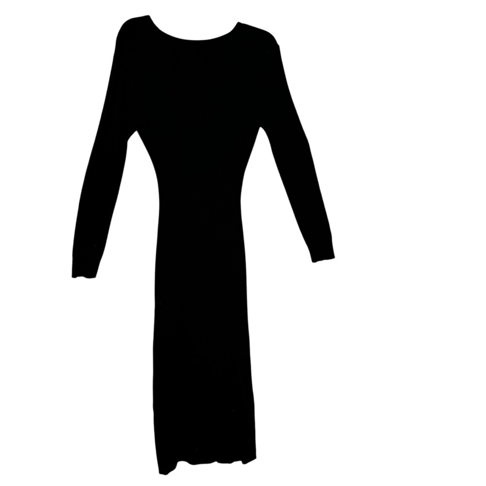 House of Harlow 1960 Sheath Midi Dress Black Cut Out Ribbed Knit Size M - Picture 5 of 11